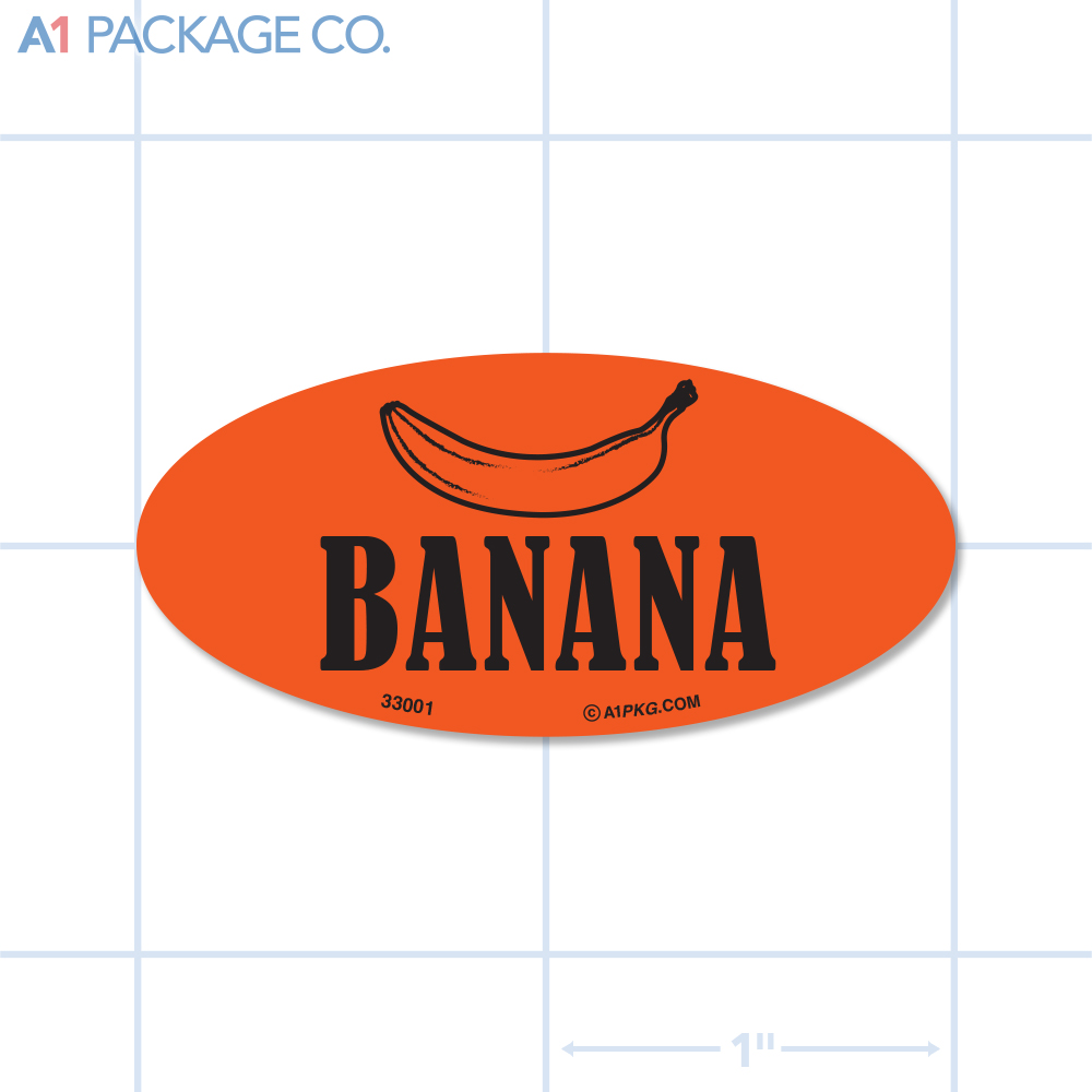 Banana Label Fluorescent Red Oval (1x2 Inch) 500/roll
