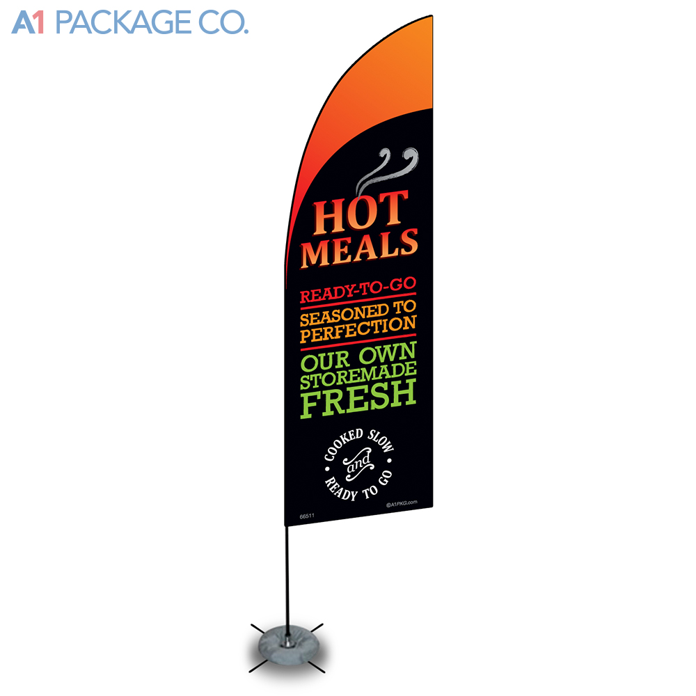 Hot Meals Ready to Go 10ft Straight Zoomer Flag