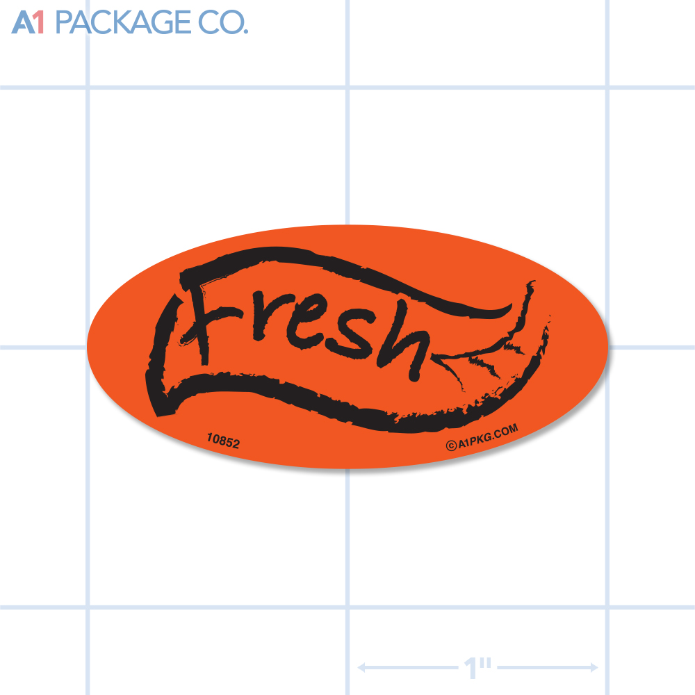 Fresh Label Fluorescent Red Oval (1x2 inch) 500/roll