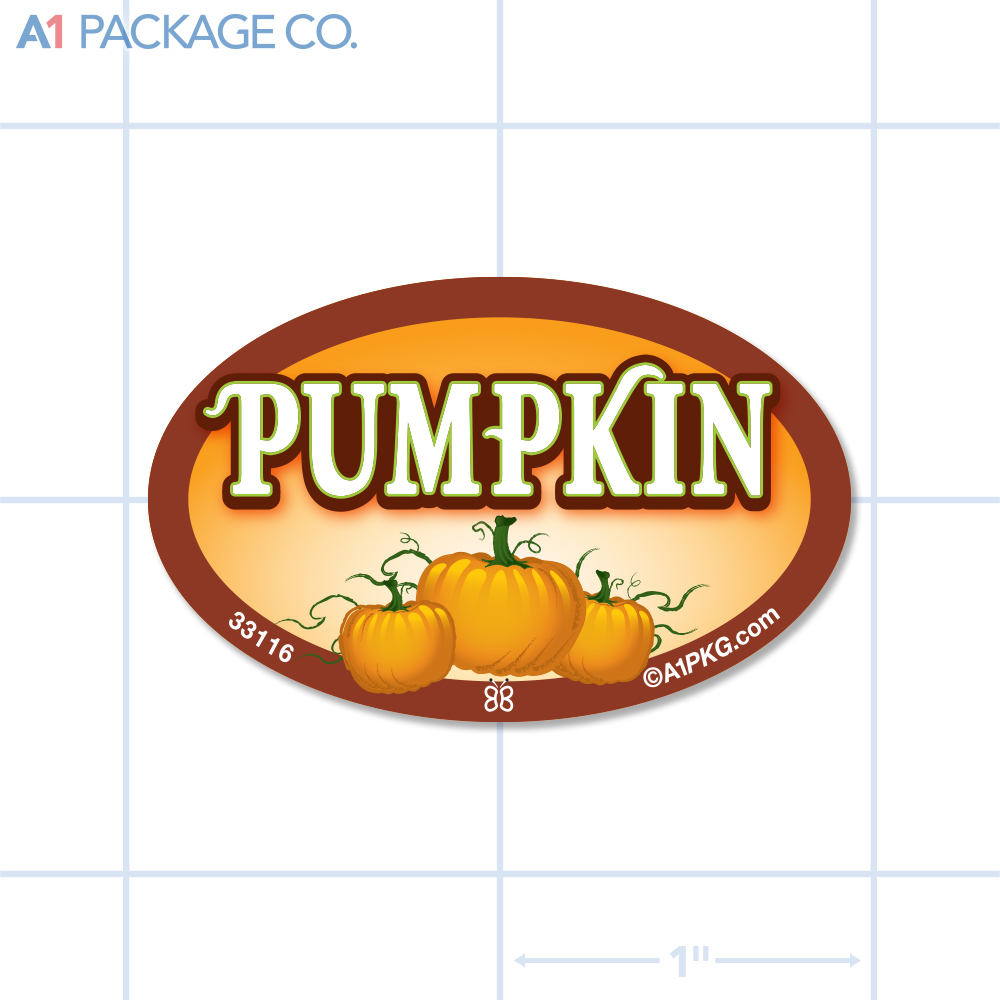 Pumpkin Flavor Label Full Color Oval (1.2x2 inch) 500/Roll