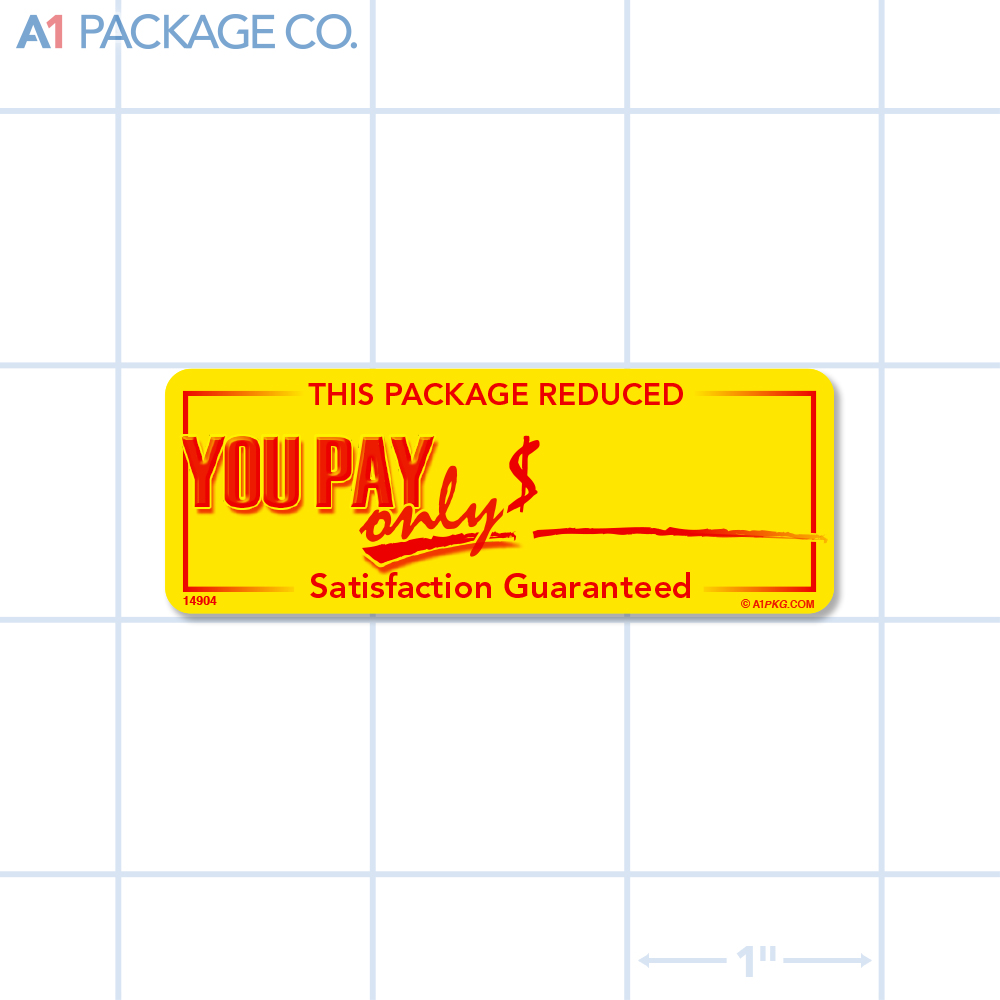 Package Reduced Label Bright Yellow Rectangle (2.6x1 Inch) 500/roll