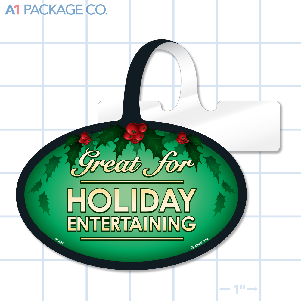 Great for Holiday Entertaining Oval Shelf Dangler (4x3 inch)