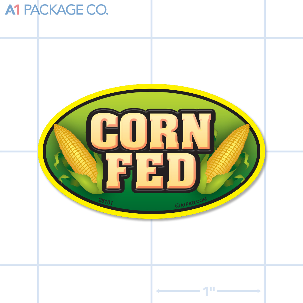 Corn Fed Label Full Color Oval (2x1.2 Inch) 500/roll