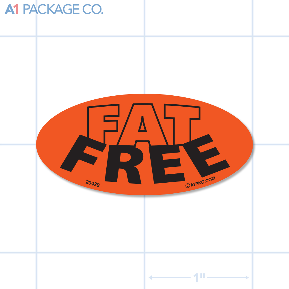 Fat Free Label Fluorescent Red Oval (1x2 Inch) 500/roll