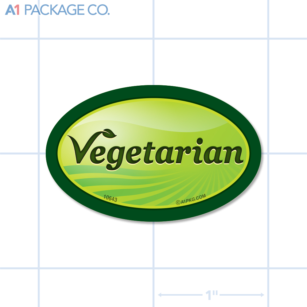 Vegetarian Label Full Color Oval (1.2x2 inch) 500/roll 