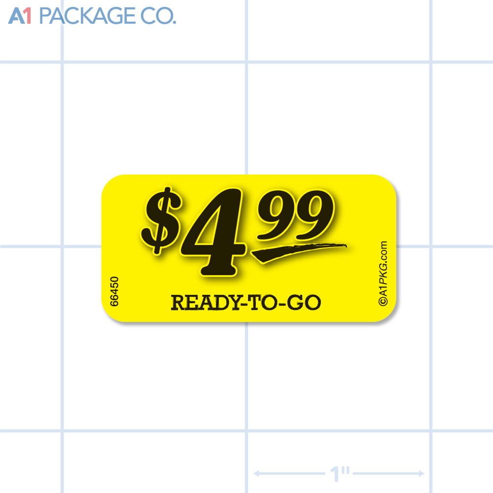 $4.99 Ready To Go Label Bright Yellow Rectangle (1.5x0.75 Inch) 500/roll