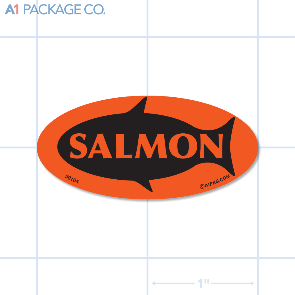 Salmon Label Fluorescent Red Oval (1x2 Inch) 500/roll