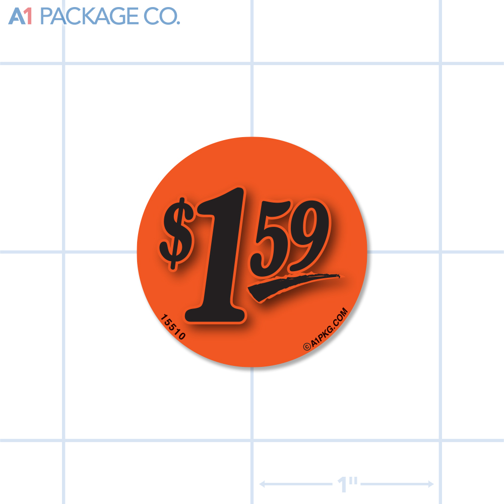 $1.59 Label Fluorescent Red Circle (1.25 inch dia.) 1000/roll