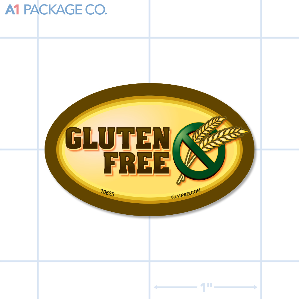 Gluten Free Label Full Color Oval (1.2x2 inch) 500/roll