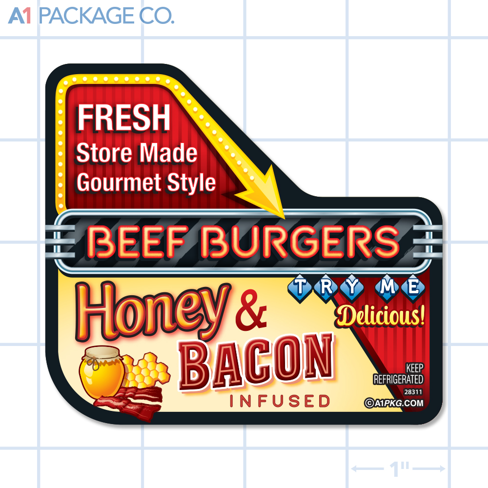 Honey Bacon Beef Burgers Label Full Color Rectangle (3.5x6 Inch) 250/roll
