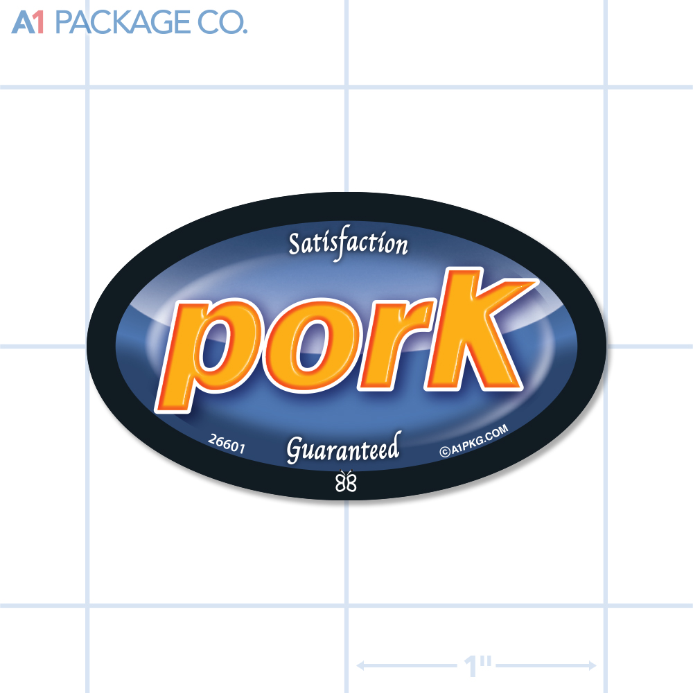 Pork Label Full Color Oval (2x1.2 Inch) 500/roll