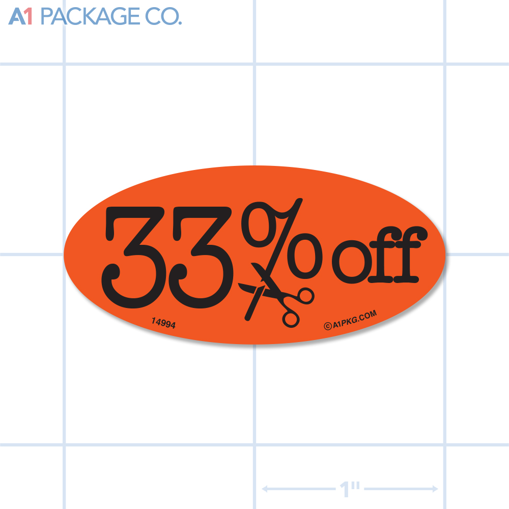 33% Off Label Fluorescent Red Oval (1x2 Inch) 500/roll