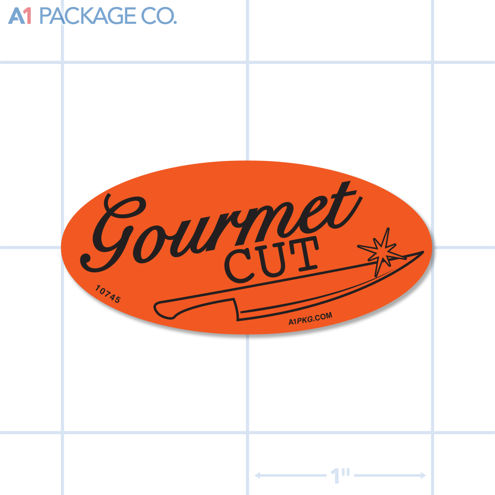 Gourmet Cut Label Fluorescent Red Oval (1x2 inch) 500/roll 