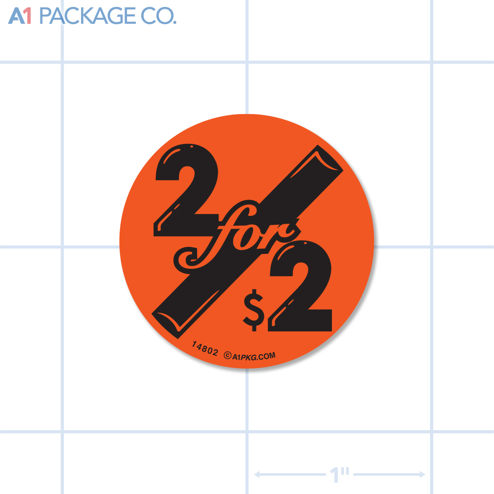 2 for $2 Label Fluorescent Red Circle (1.5 Inch Dia.) 500/roll