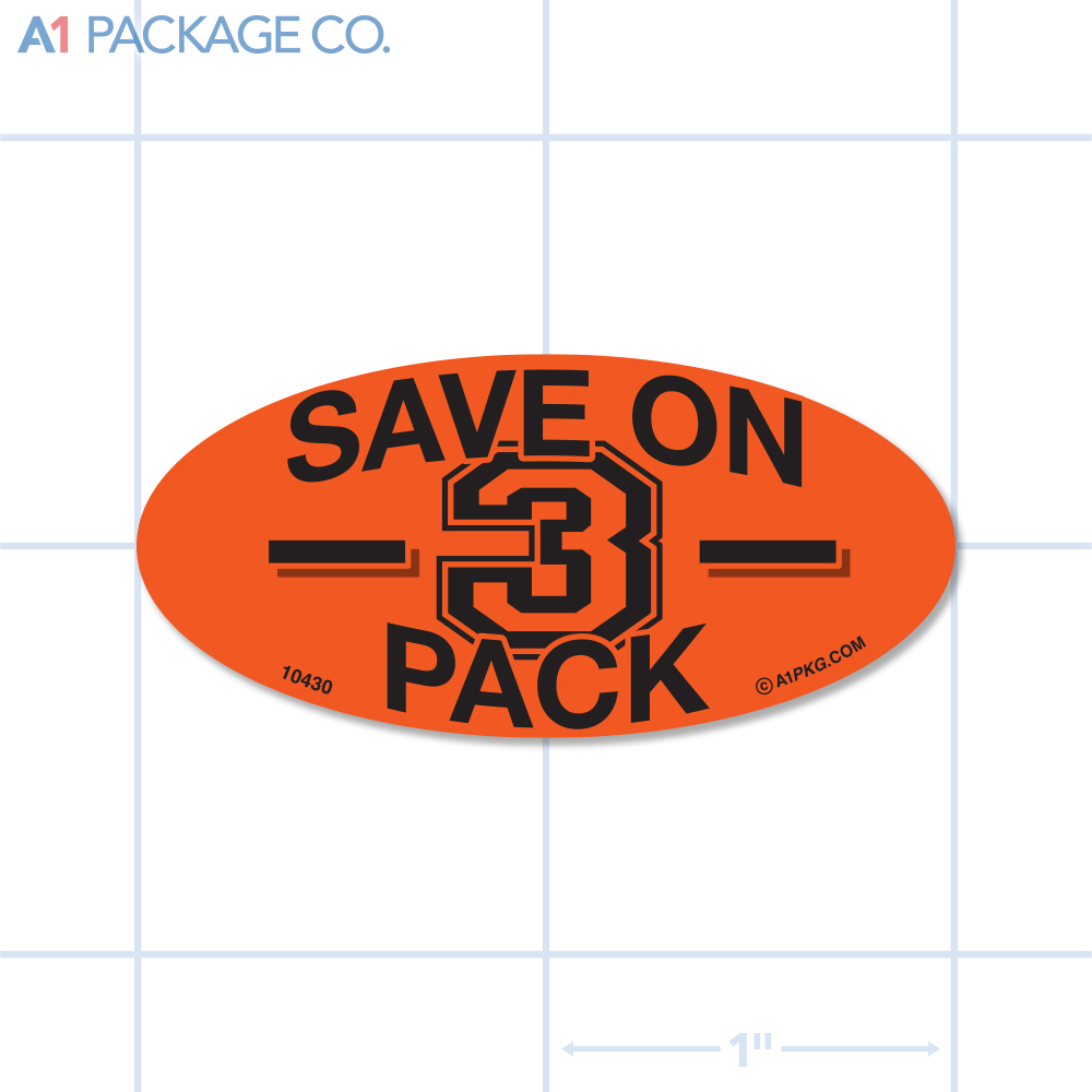 Save on 3 Pack Label Fluorescent Red Oval (1x2 inch) 500/roll