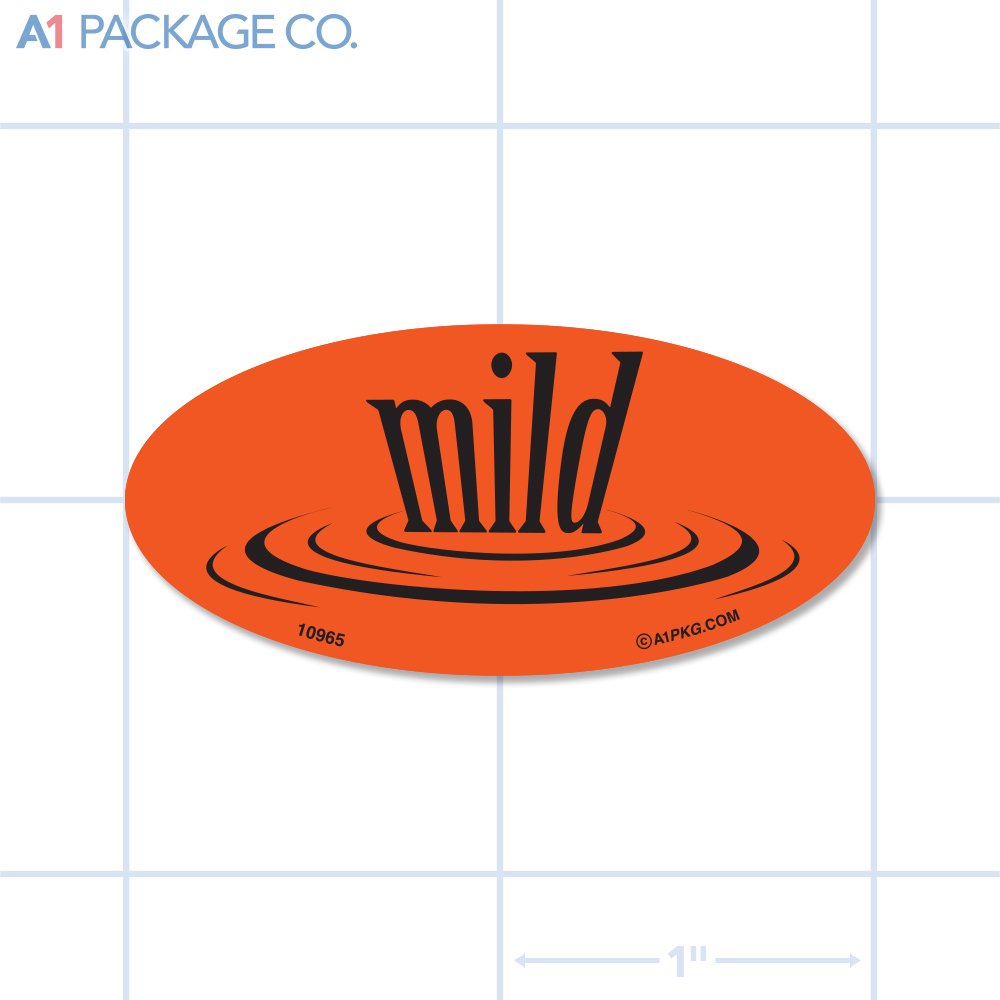 Mild Label Fluorescent Red Oval (1x2 inch) 500/roll