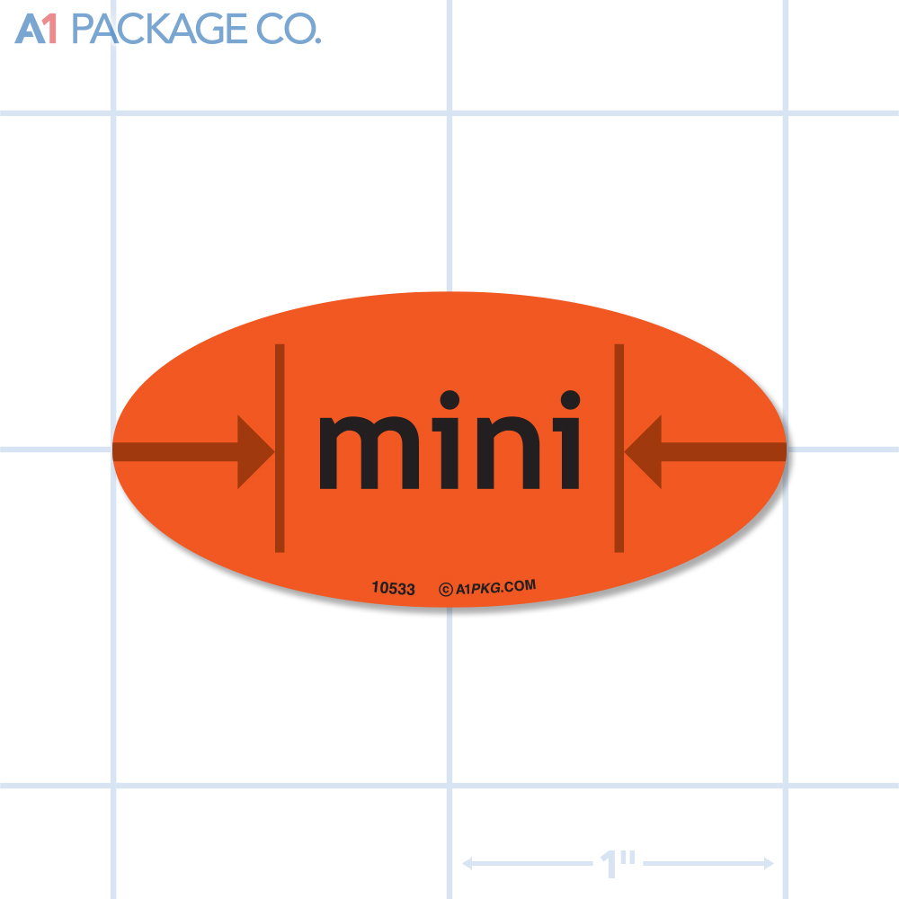 Mini Size Label Fluorescent Red Oval (1x2 inch) 500/roll 