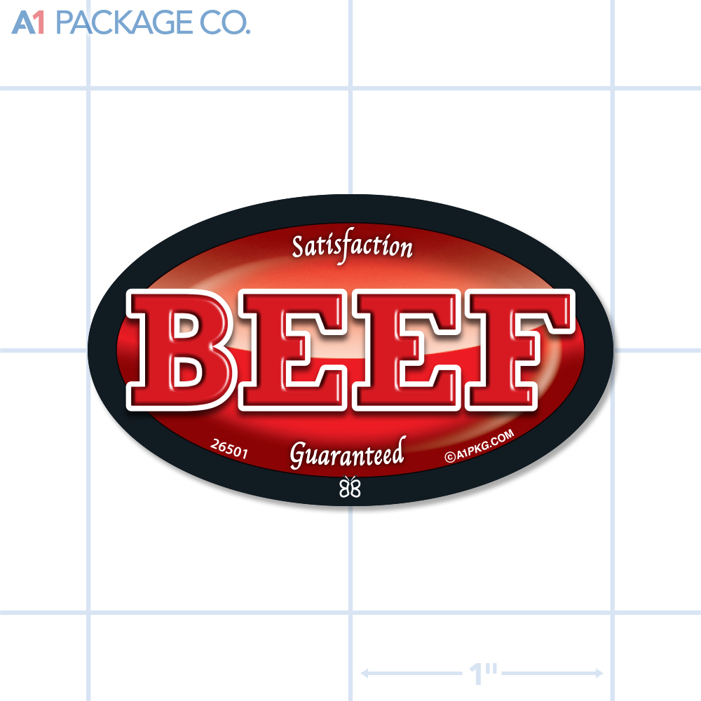 Beef Label Full Color Oval (2x1.2 Inch) 500/roll