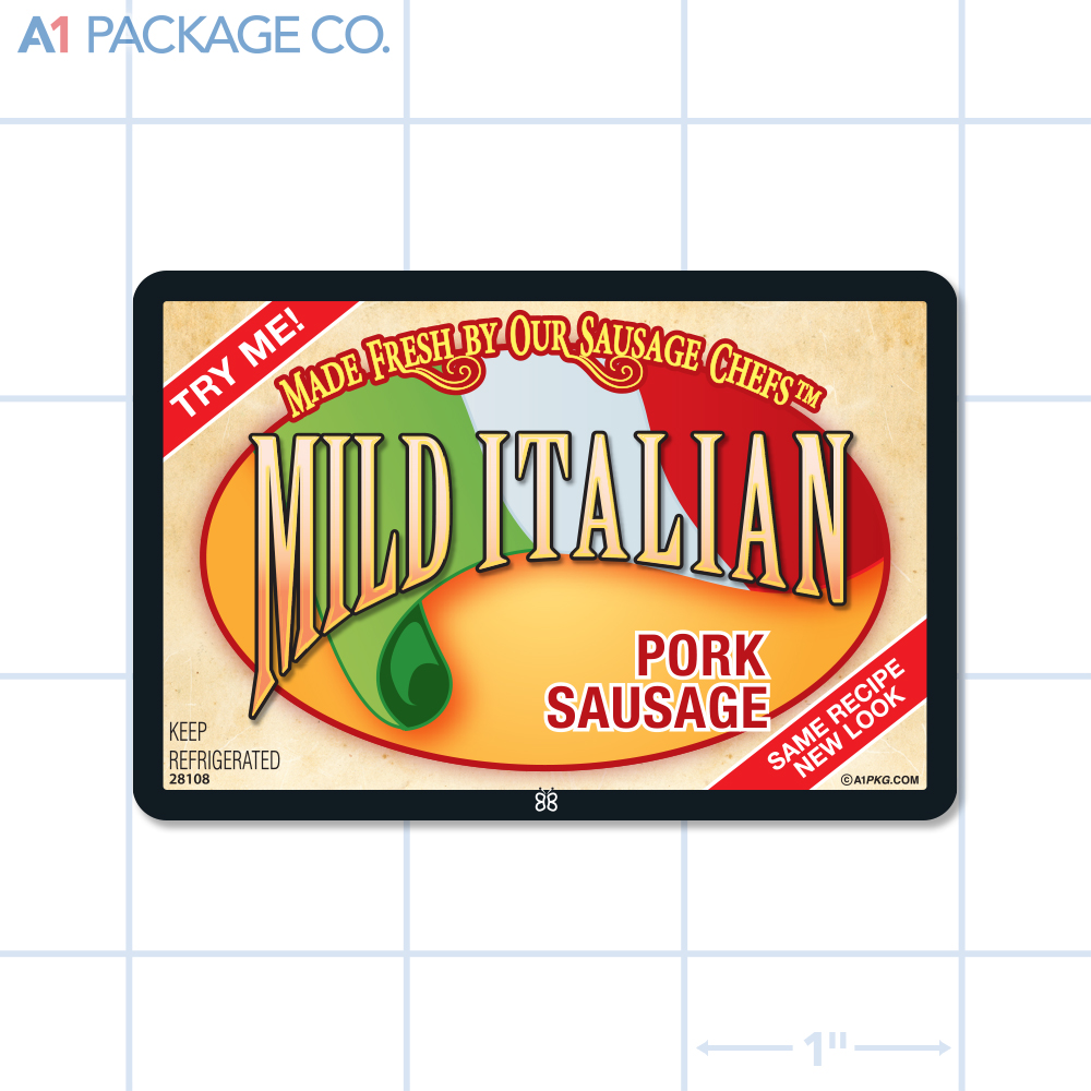 Mild Italian Pork Sausage Label Full Color Rectangle (3x2 Inch) 500/roll 