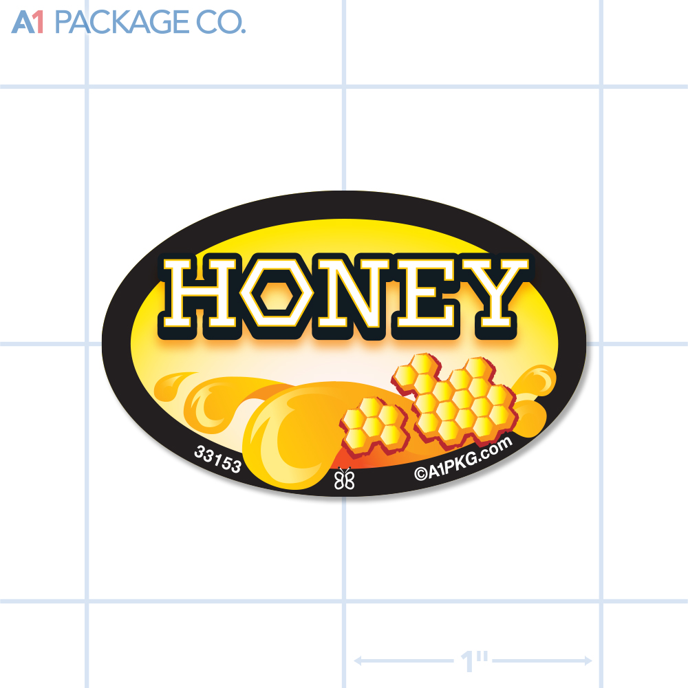Honey Flavor Label Full Color Oval (1.2x2 inch) 500/Roll