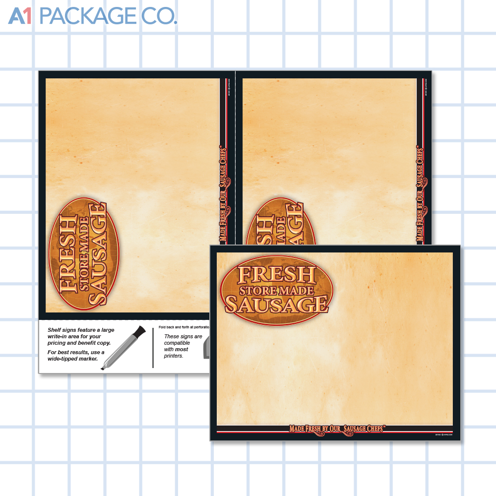Fresh Store Made Sausage Placards (5.5x7 inch) 10 Count