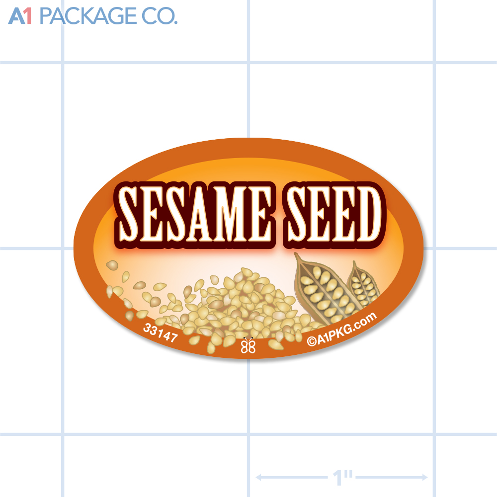 Sesame Seed Flavor Label Full Color Oval (1.2x2 inch) 500/Roll