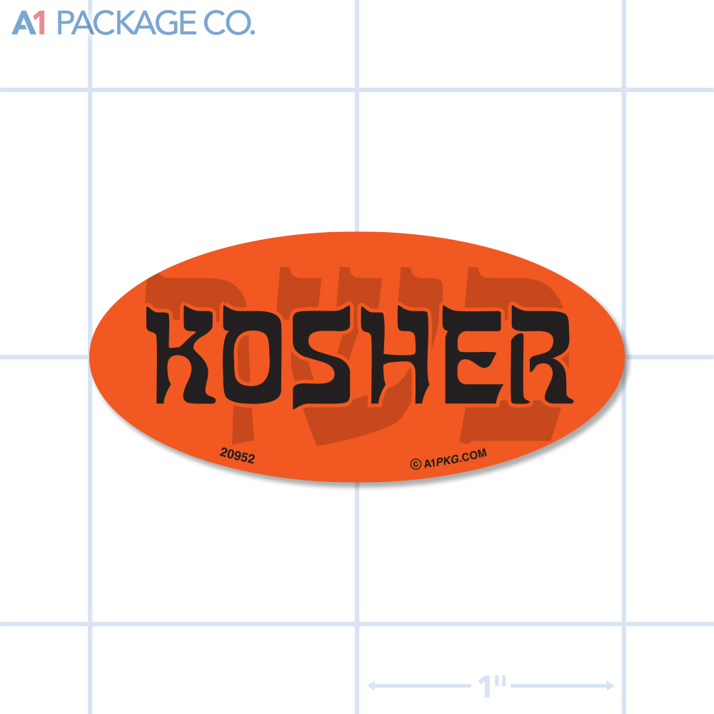 Kosher Label Fluorescent Red Oval (1x2 Inch) 500/roll