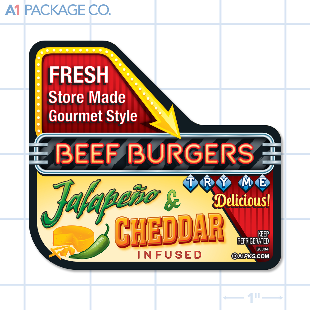 Jalapeno & Cheddar Beef Burgers Label Full Color Rectangle (3.5x6 Inch) 250/roll