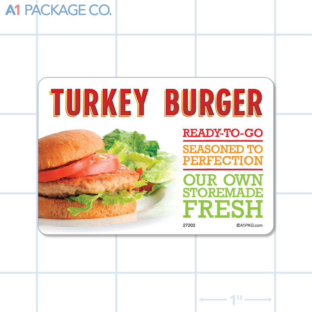 Turkey Burger Label Full Color Rectangle (3x2 Inch) 250/roll