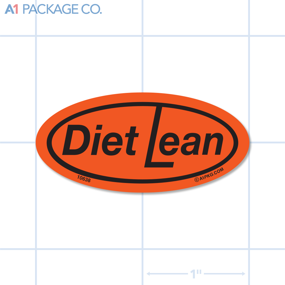 Diet Lean Label Fluorescent Red Oval (1x2 inch) 500/roll