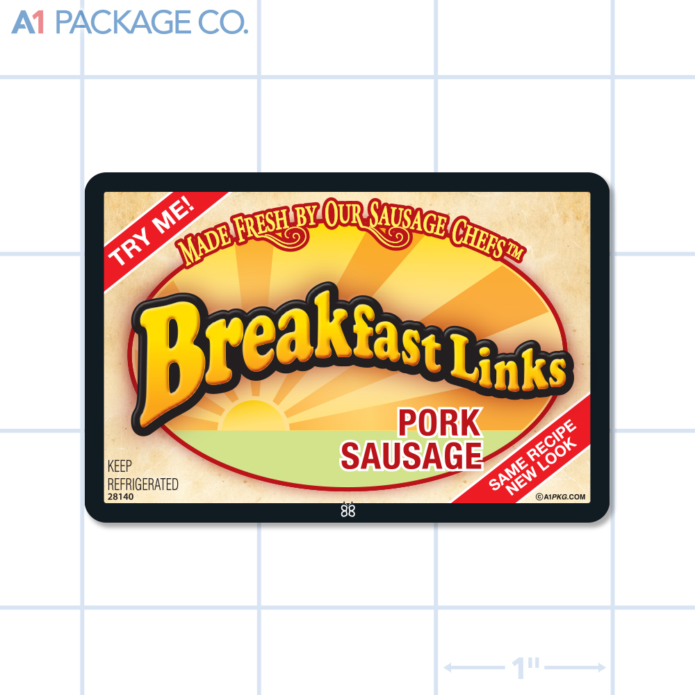 Breakfast Links Pork Sausage Label Full Color Rectangle (3x2 Inch) 500/roll