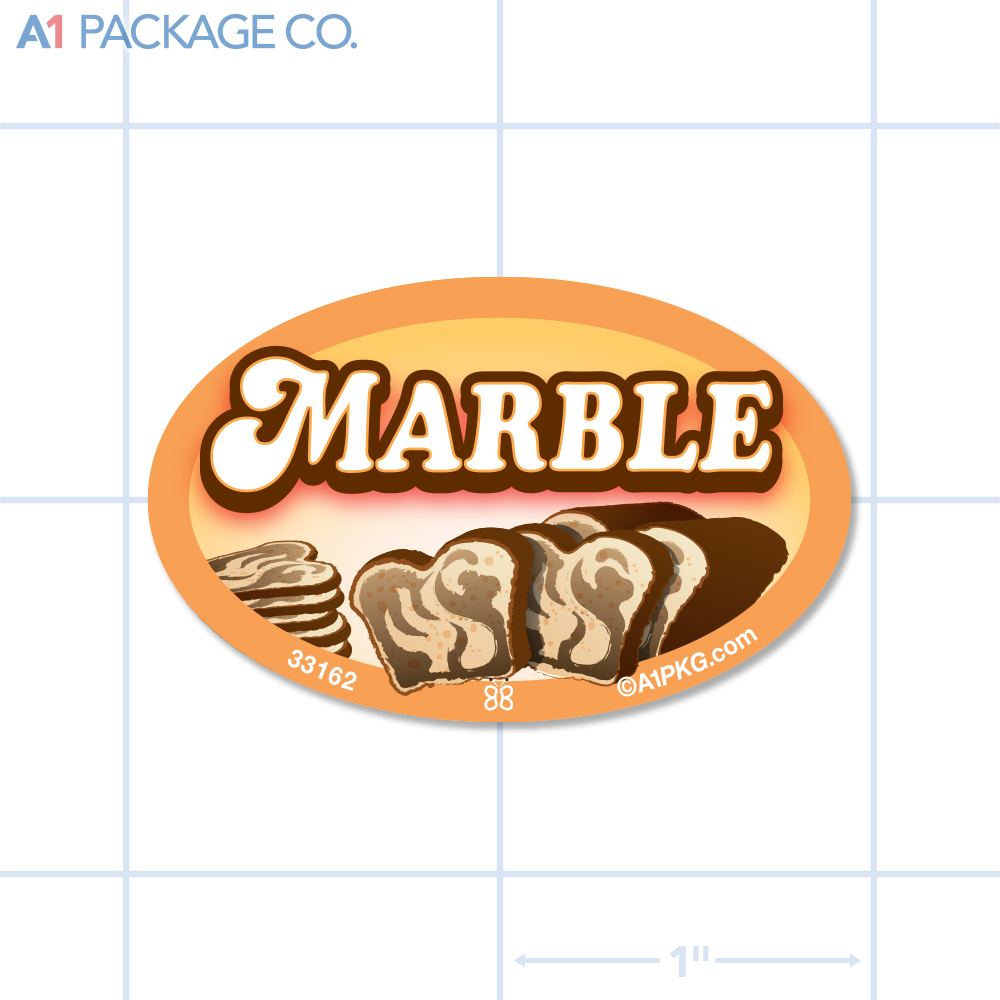 Marble Flavor Label Full Color Oval (1.2x2 inch) 500/Roll