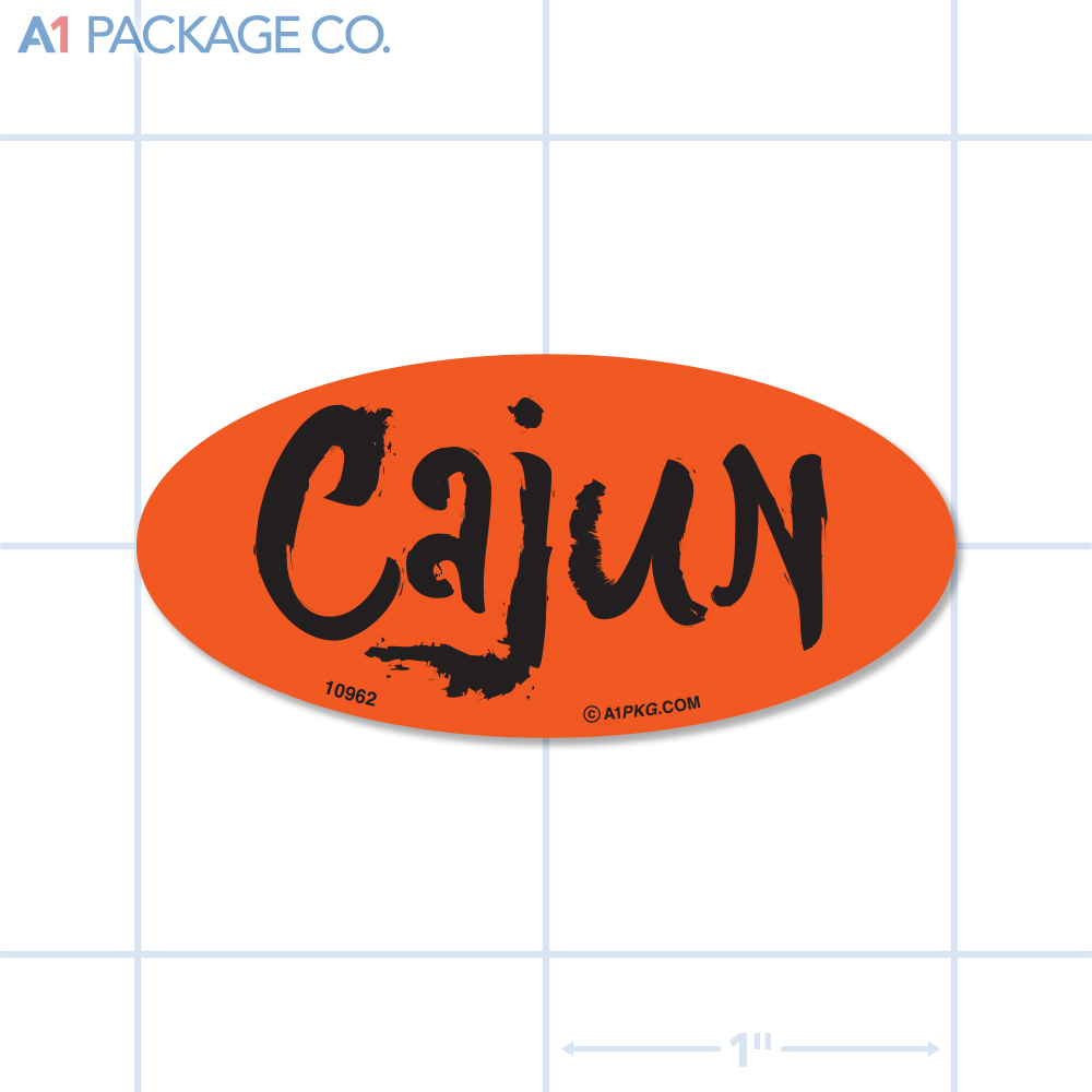 Cajun Label Fluorescent Red Oval (1x2 inch) 500/roll
