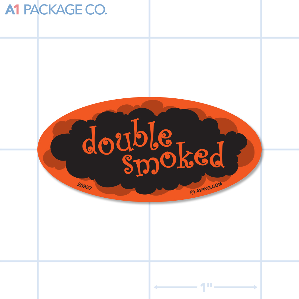 Double Smoked Label Fluorescent Red Oval (1x2 Inch) 500/roll