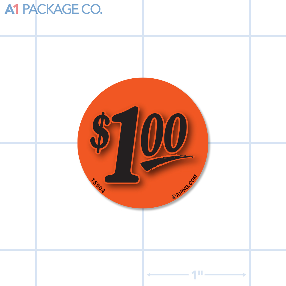 $1.00 Label Fluorescent Red Circle (1.25 inch dia.) 1000/roll