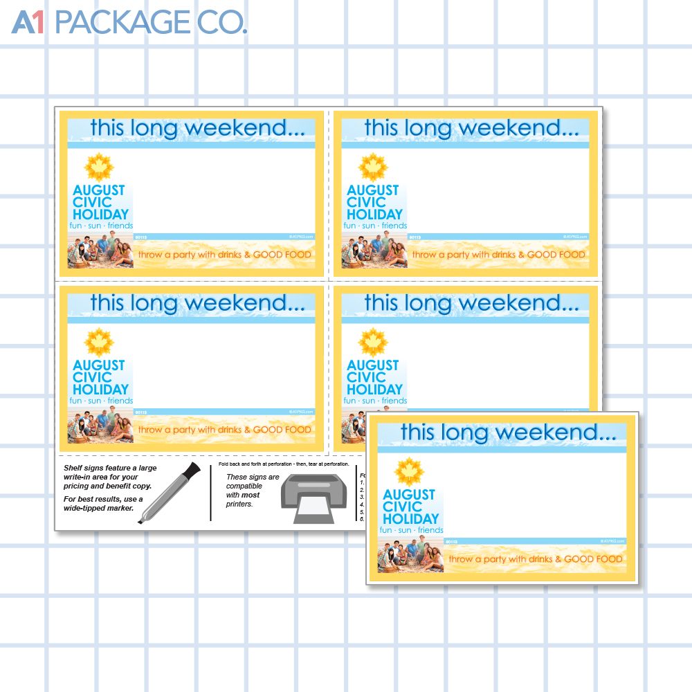 Civic Holiday Placards (5.5x3.5 inch) 20 Count