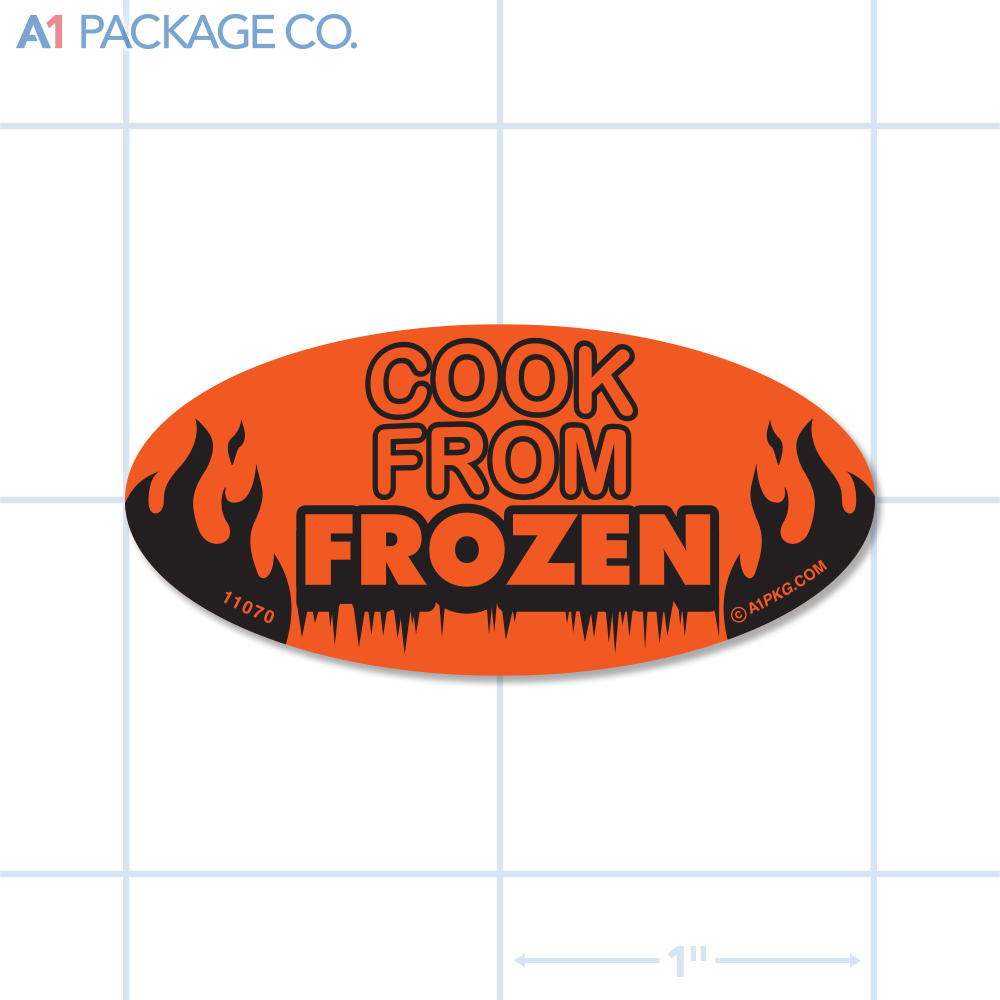 Cook From Frozen Label Fluorescent Red Oval (1x2 Inch) 500/roll