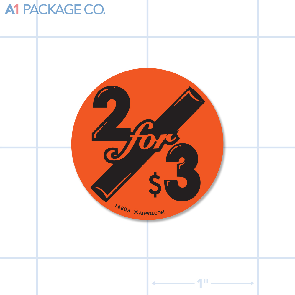 2 for $3 Label Fluorescent Red Circle (1.5 Inch Dia.) 500/roll