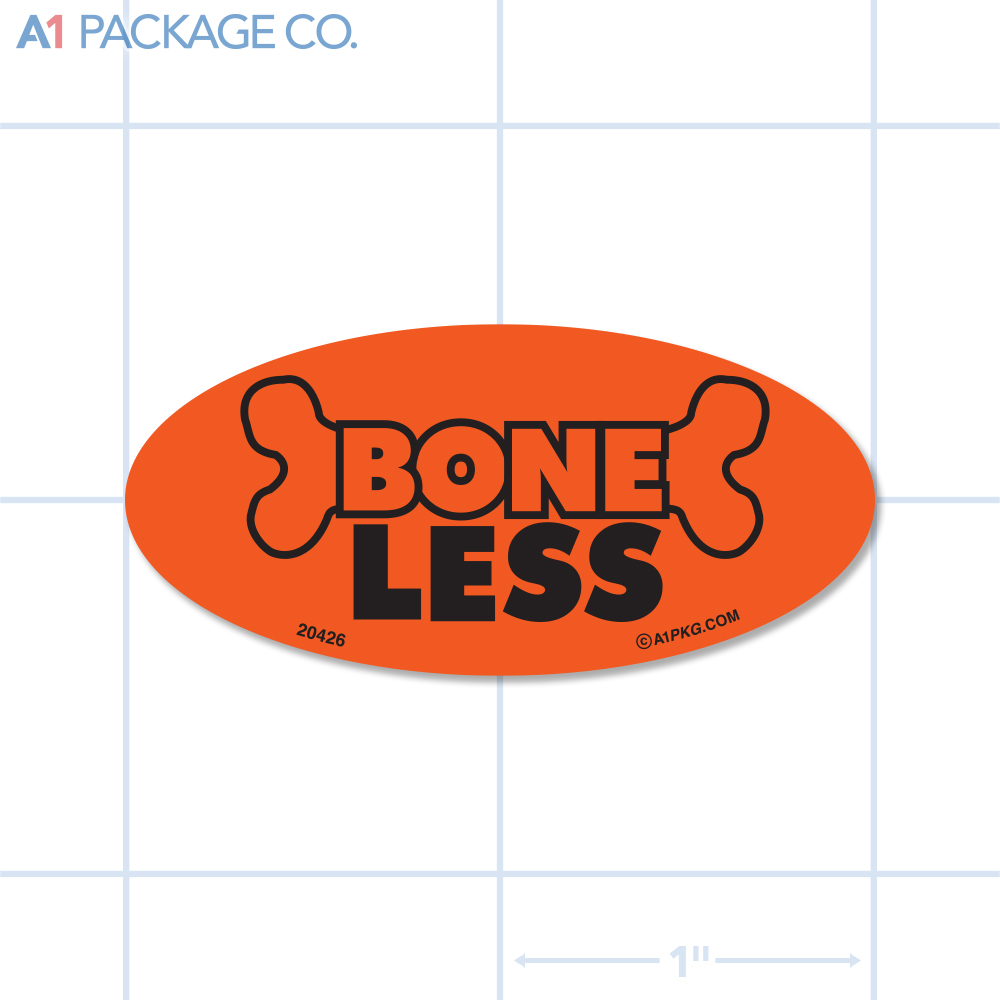 Boneless Label Fluorescent Red Oval (1x2 Inch) 500/roll