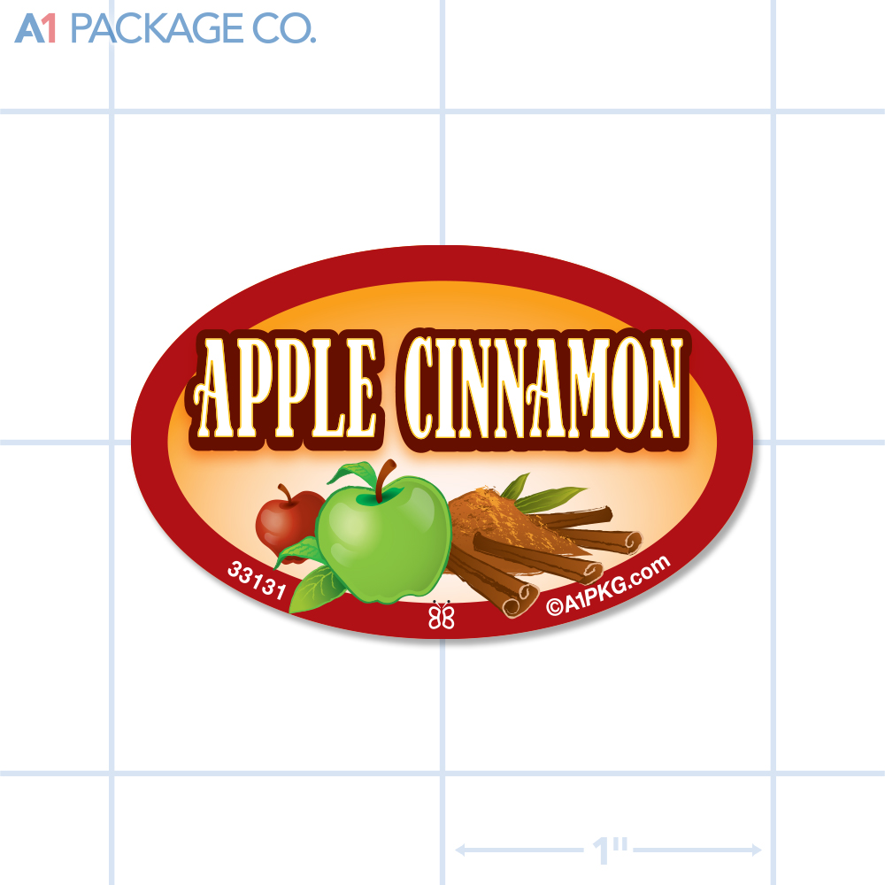 Apple Cinnamon Flavor Label Full Color Oval (1.2x2 inch) 500/Roll