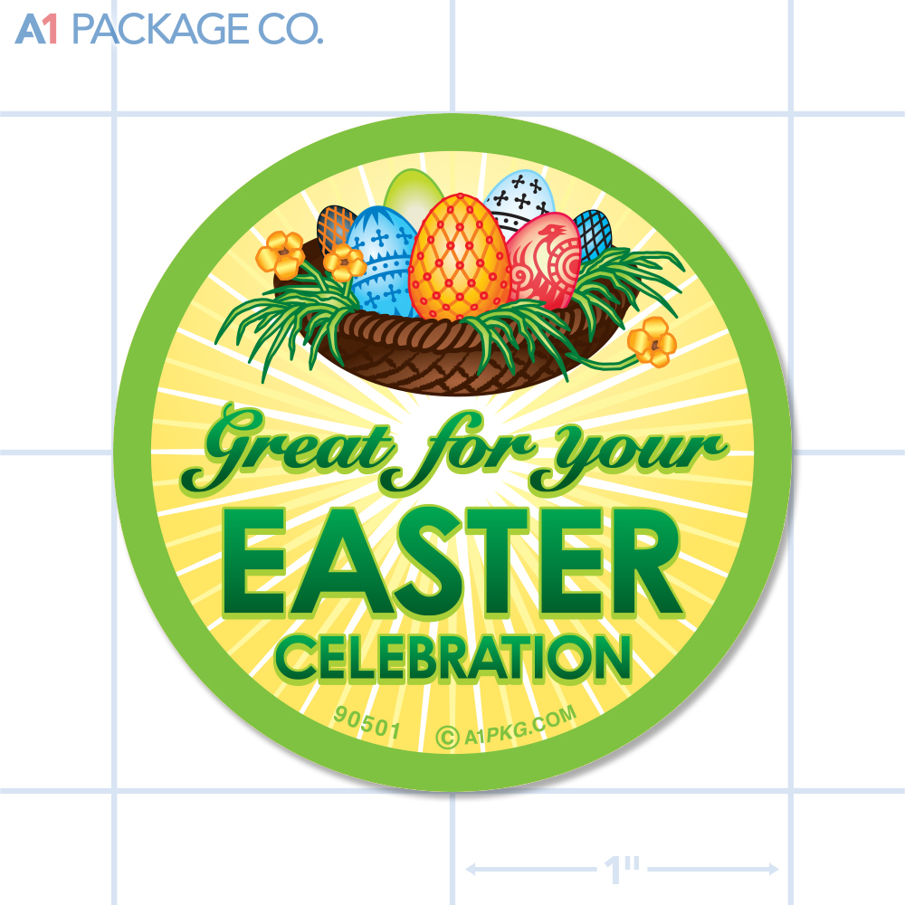Happy Easter Label Full Color Circle (2 Inch) 500/roll