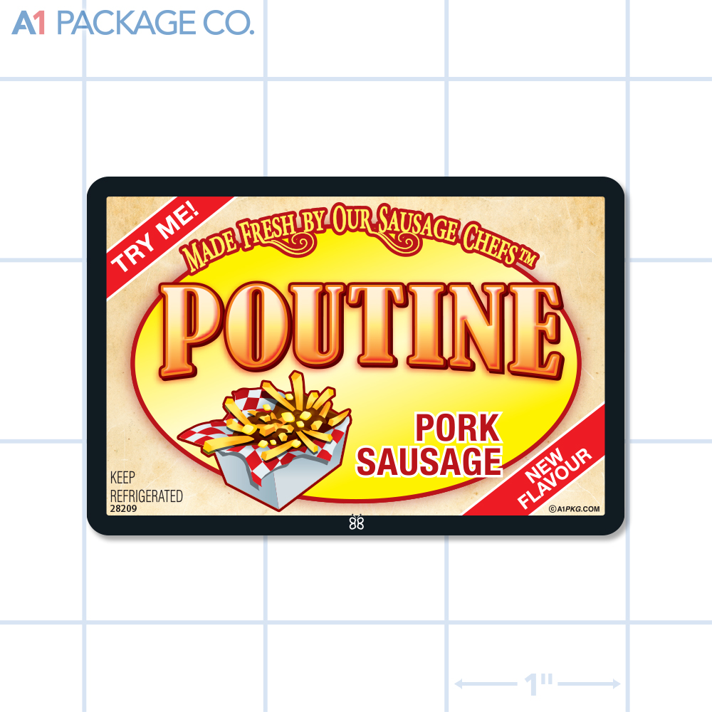 Poutine Pork Sausage Label Full Color Rectangle (3x2 Inch) 500/roll