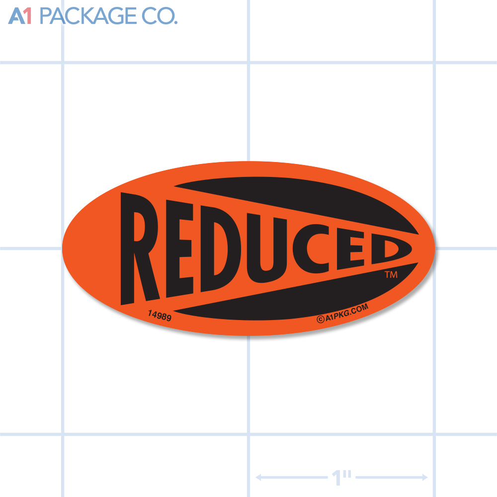 Reduced Label Fluorescent Red Oval (1x2 Inch) 500/roll