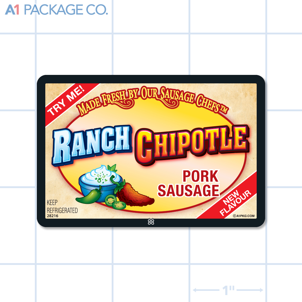 Ranch Chipotle Pork Sausage Label Full Color Rectangle (3x2 Inch) 500/roll