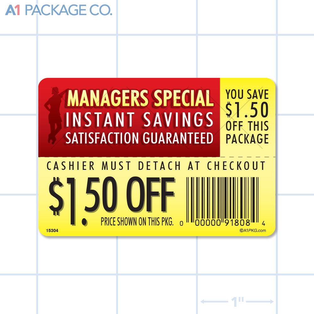 $1.50 Off Instant Savings Coupon Label (2x3 Inch) 250/roll