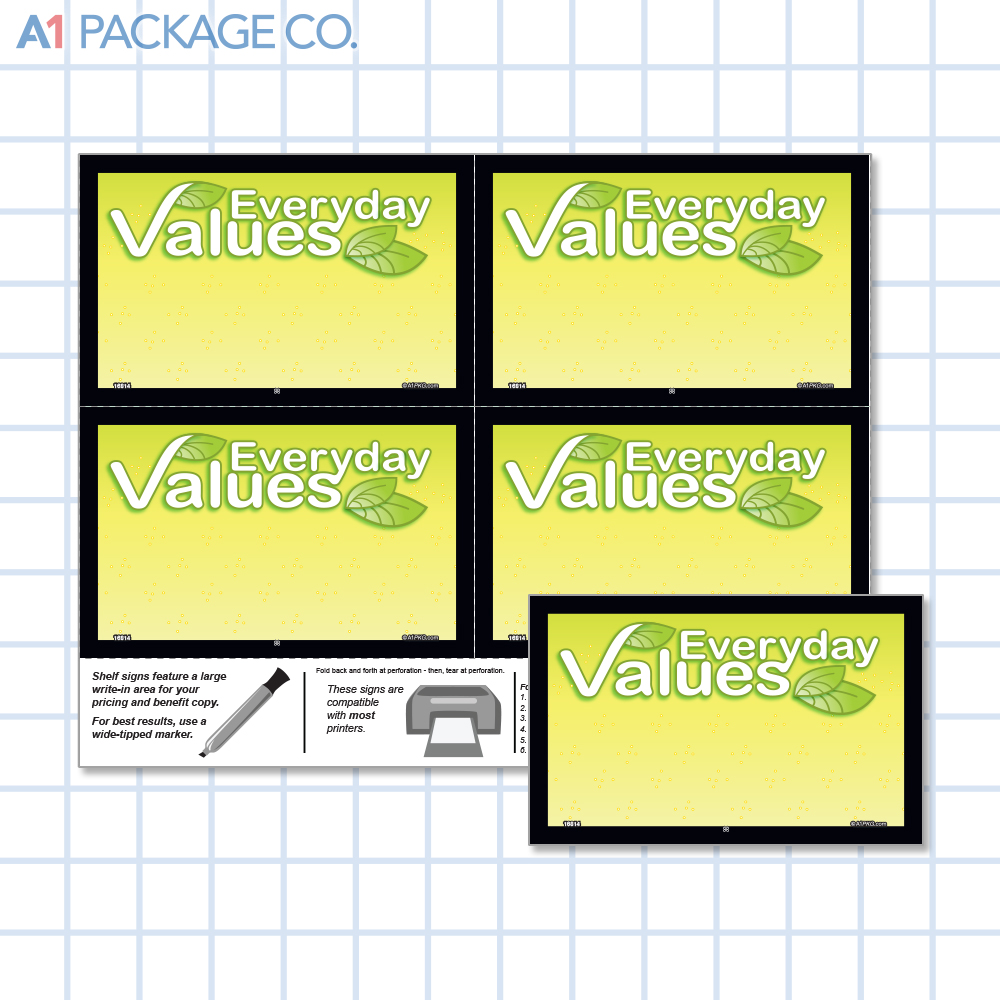 Everyday Values Placards (5.5x3.5 inch) 20 Count
